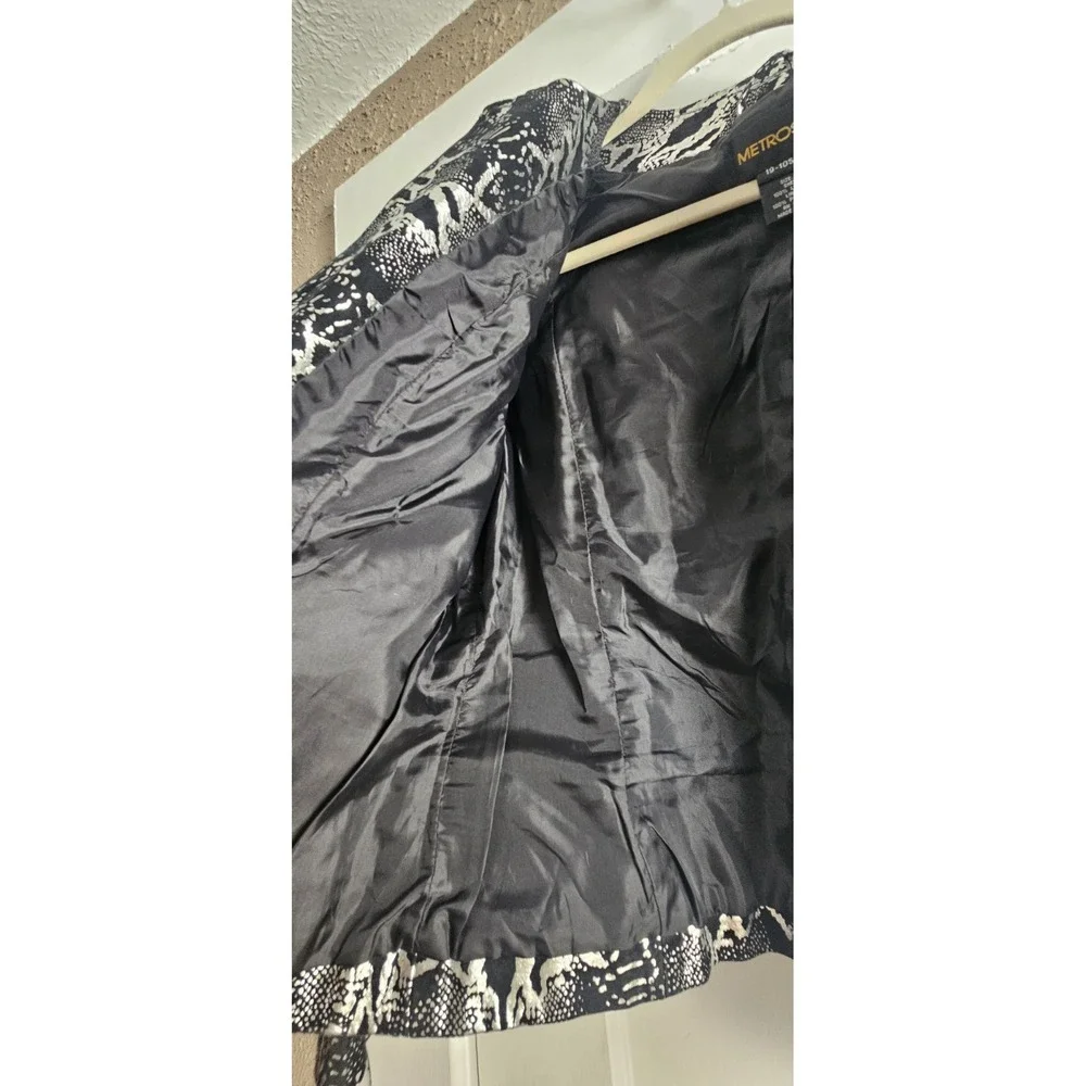 METROSTYLE silver metallic animal print leather jacket full‎ zip SZ 8